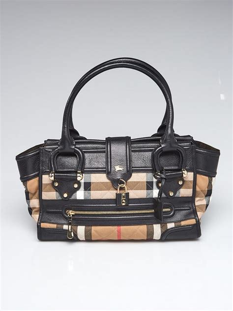 burberry quilted manor handbag|BURBERRY House Check Quilted Large Manor Tote Black.